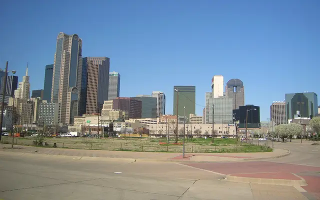 Downtown Dallas skyline on a clear blue day